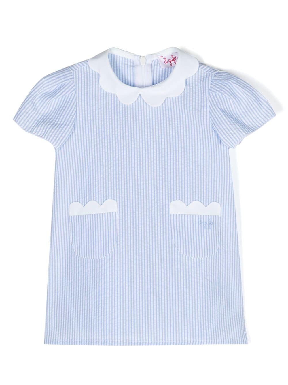 Il Gufo stripe-pattern cotton dress - Blue von Il Gufo