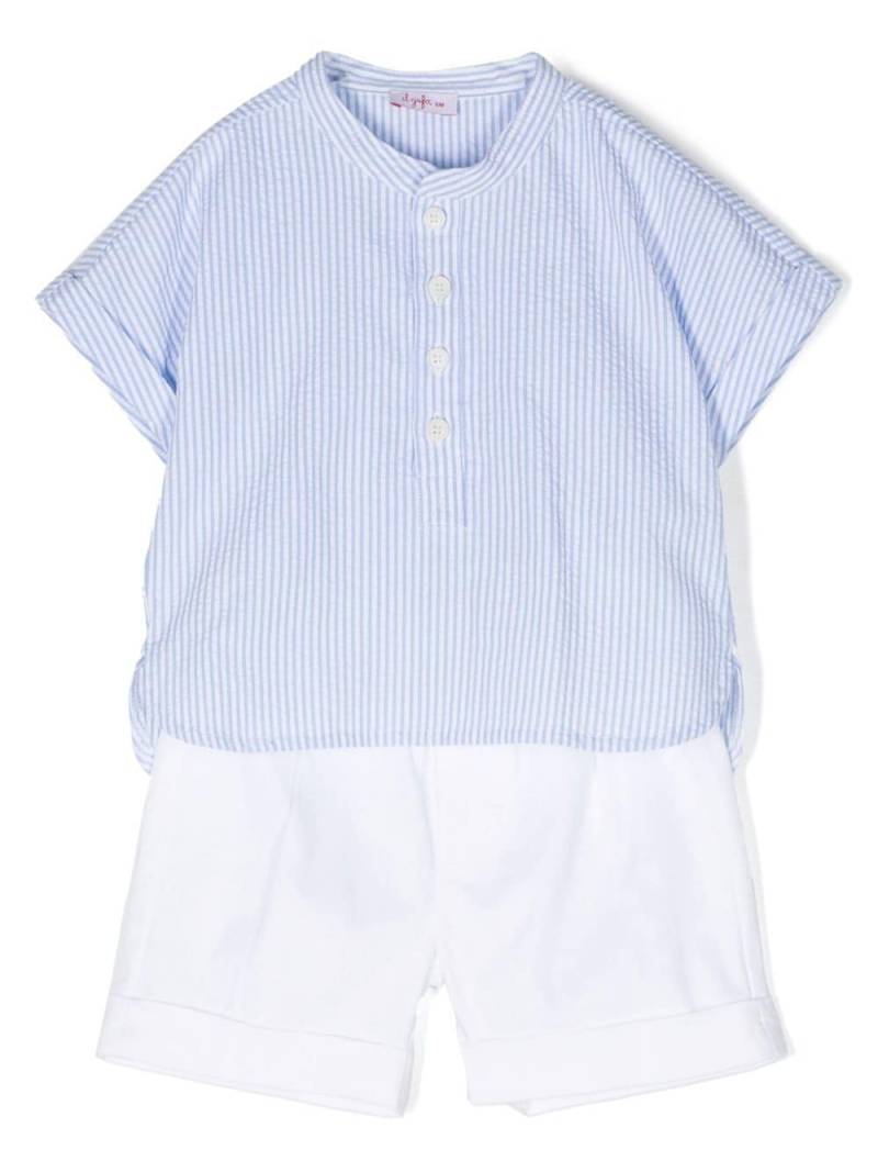 Il Gufo stripe-pattern shorts set - Blue von Il Gufo