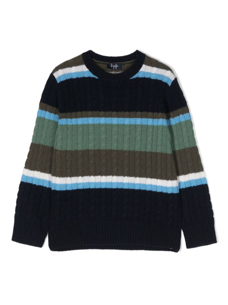 Il Gufo stripe-pattern virgin wool jumper - Blue von Il Gufo