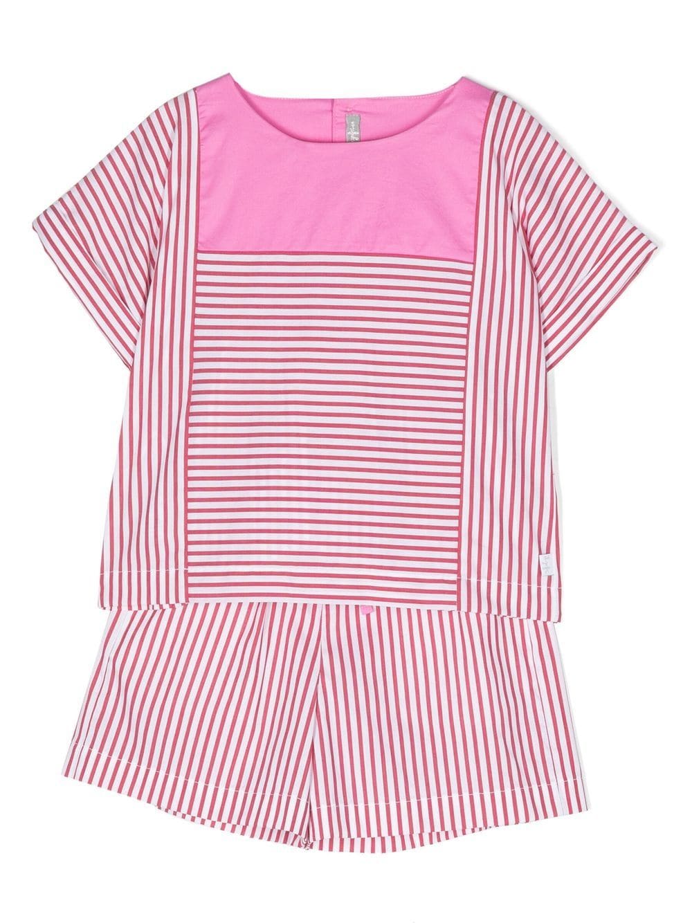 Il Gufo stripe-print cotton short set - Red von Il Gufo