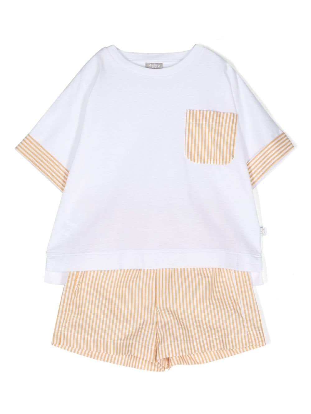 Il Gufo striped cotton T-shirt and shorts set - White von Il Gufo