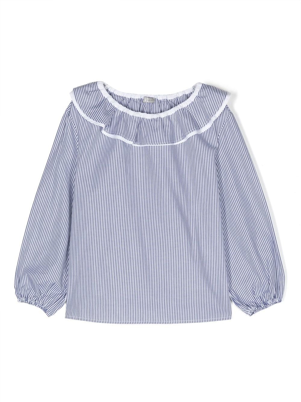 Il Gufo striped ruffle-collar blouse - Blue von Il Gufo