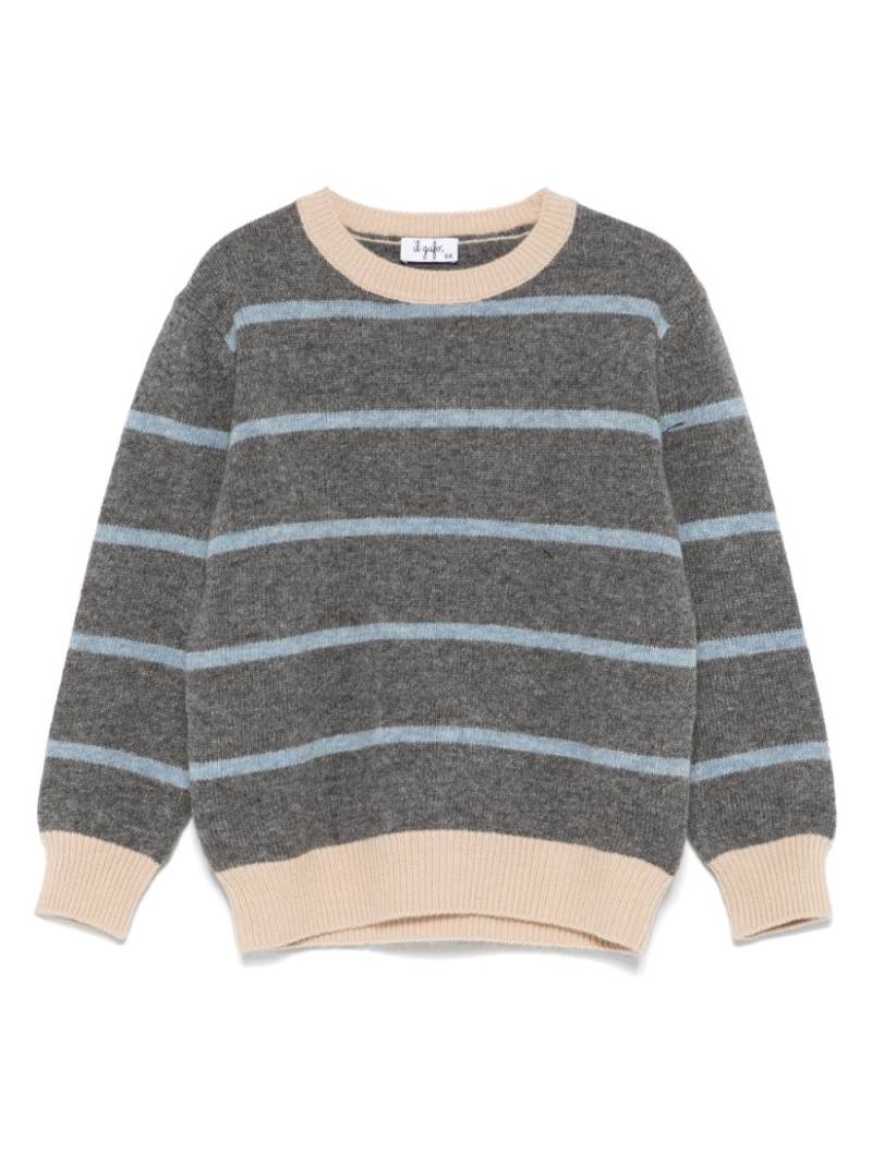 Il Gufo striped virgin wool sweater - Grey von Il Gufo