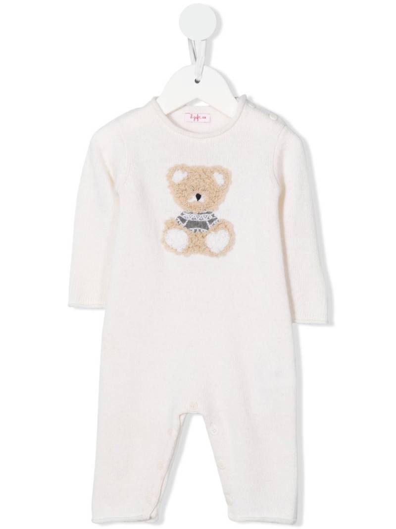 Il Gufo teddy bear-appliqué babygrow - White von Il Gufo