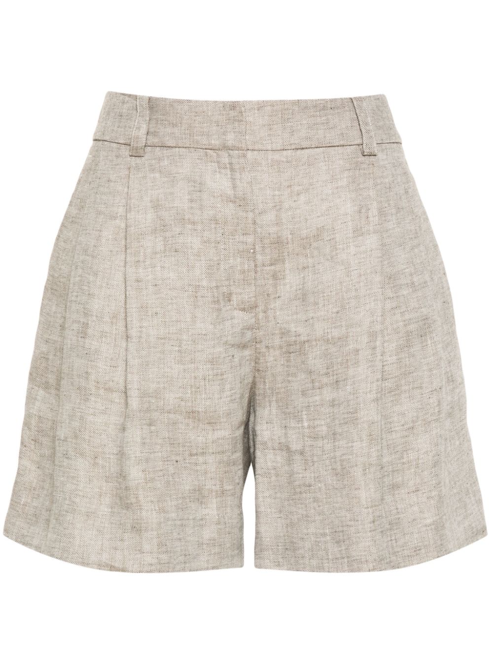 Incotex linen pleated short - Brown