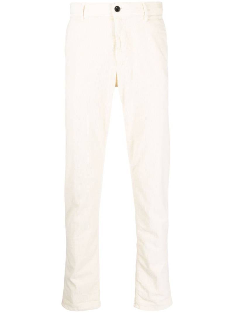 Incotex logo-embroidered corduroy tapered trousers - Neutrals von Incotex