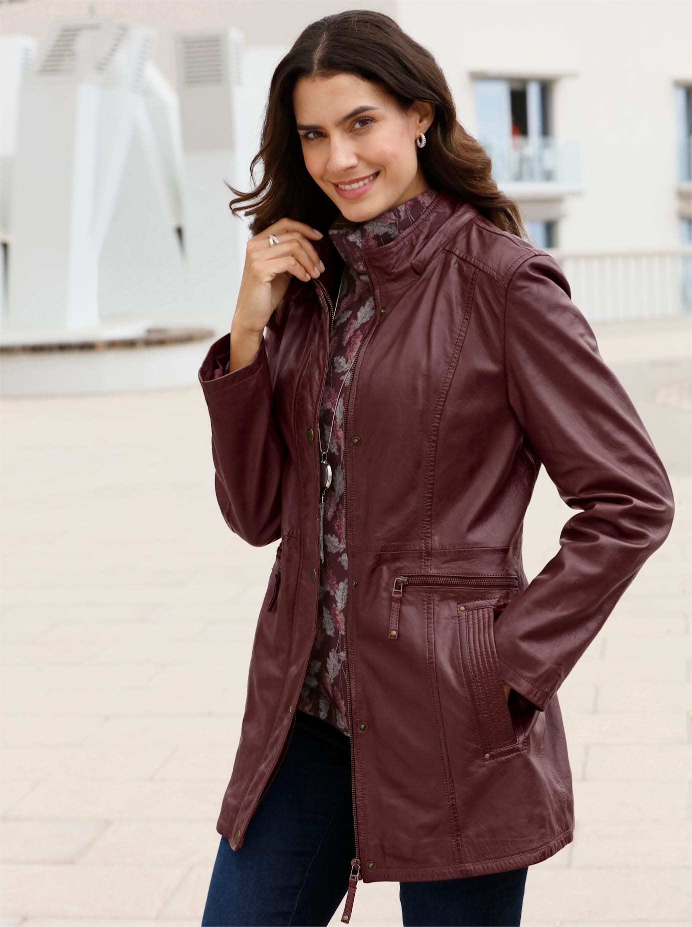 Inspirationen Lederjacke, mit Kapuze Inspirationen Lederjacke, mit Kapuze von Inspirationen
