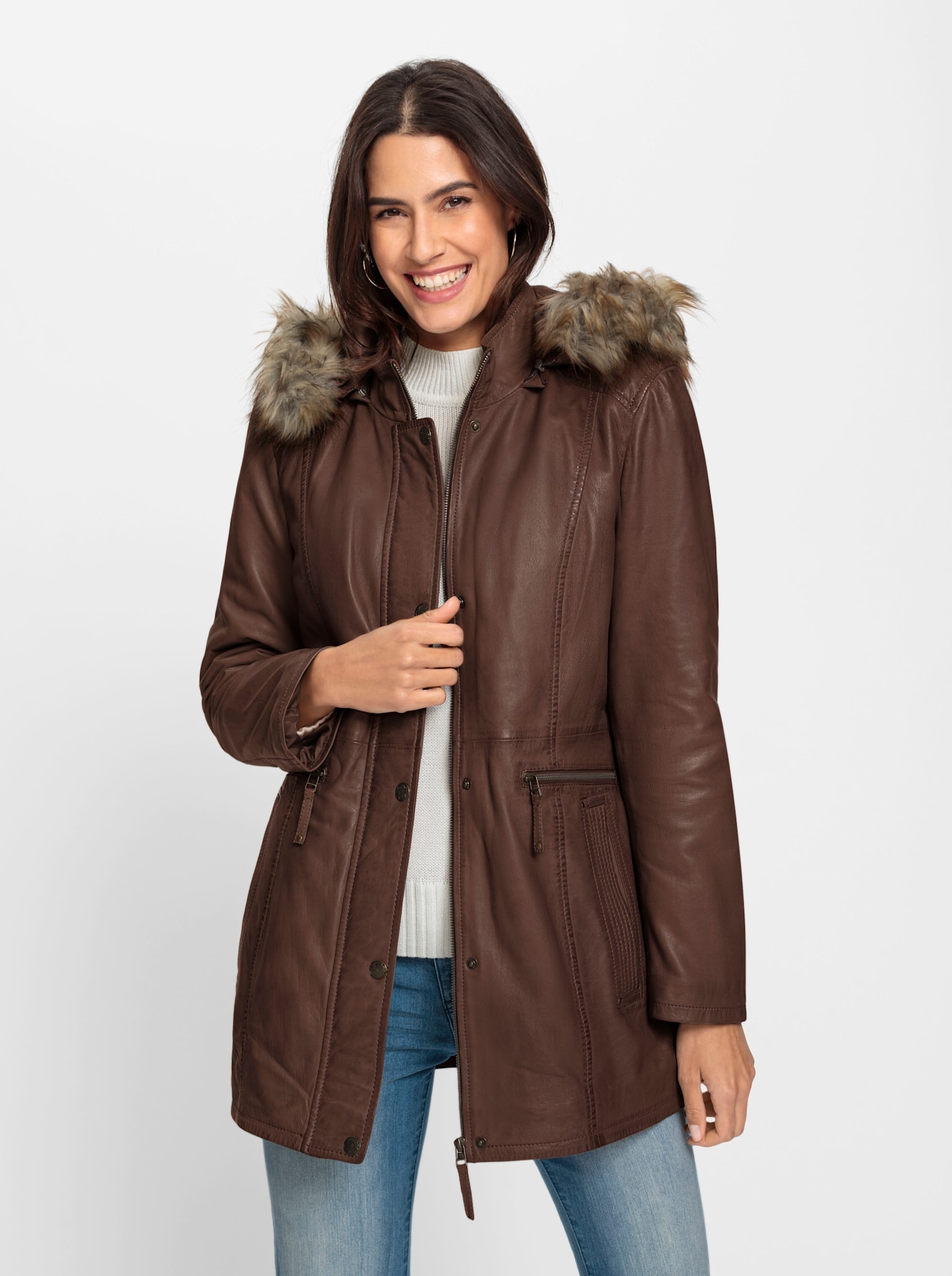 Inspirationen Lederjacke, mit Kapuze Inspirationen Lederjacke, mit Kapuze von Inspirationen