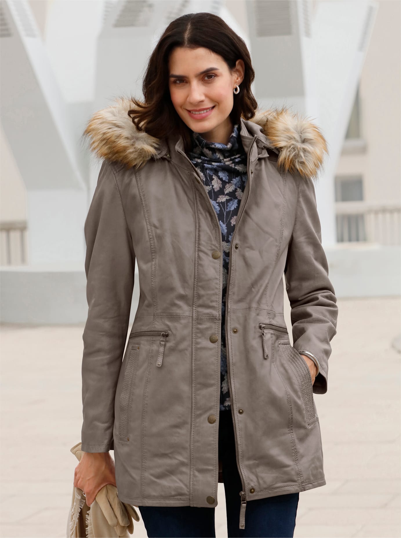 Inspirationen Lederjacke, mit Kapuze Inspirationen Lederjacke, mit Kapuze von Inspirationen
