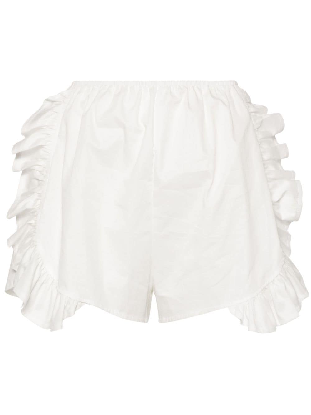 Ioana Ciolacu Peony ruffle-trim cotton shorts - White von Ioana Ciolacu