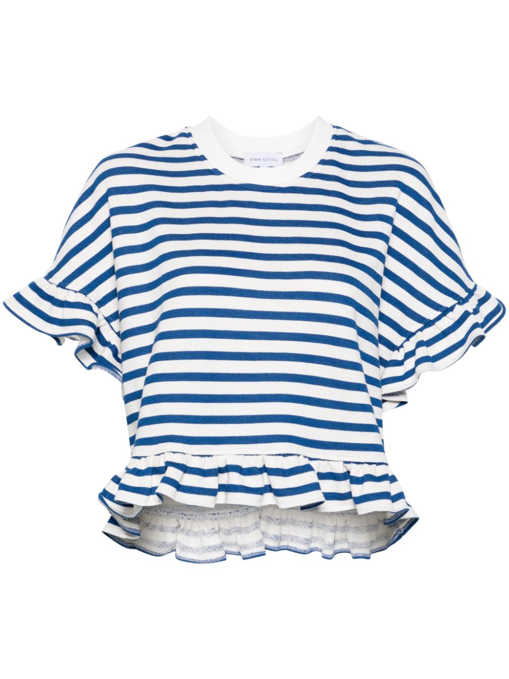 Ioana Ciolacu Striped Peony ruffled sweatshirt - White von Ioana Ciolacu