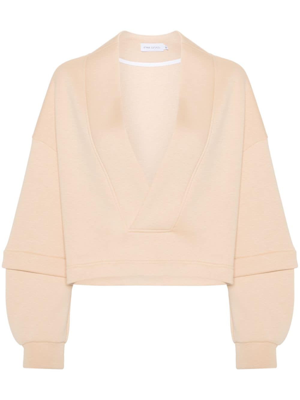 Ioana Ciolacu V-neck cotton-blend sweatshirt - Neutrals von Ioana Ciolacu