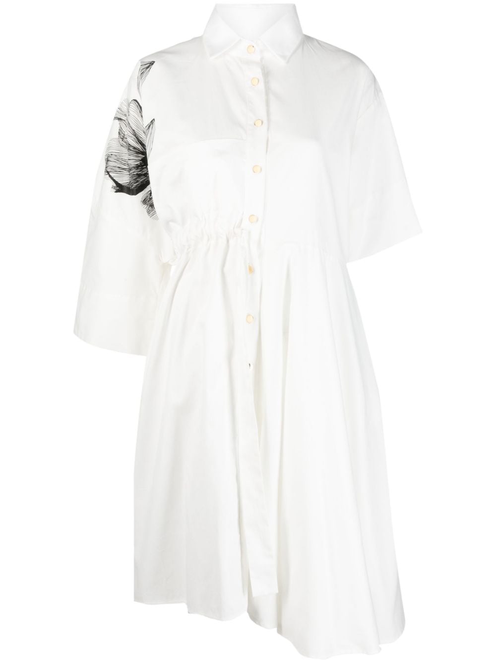 Ioana Ciolacu floral-print asymmetric cotton shirtdress - White von Ioana Ciolacu