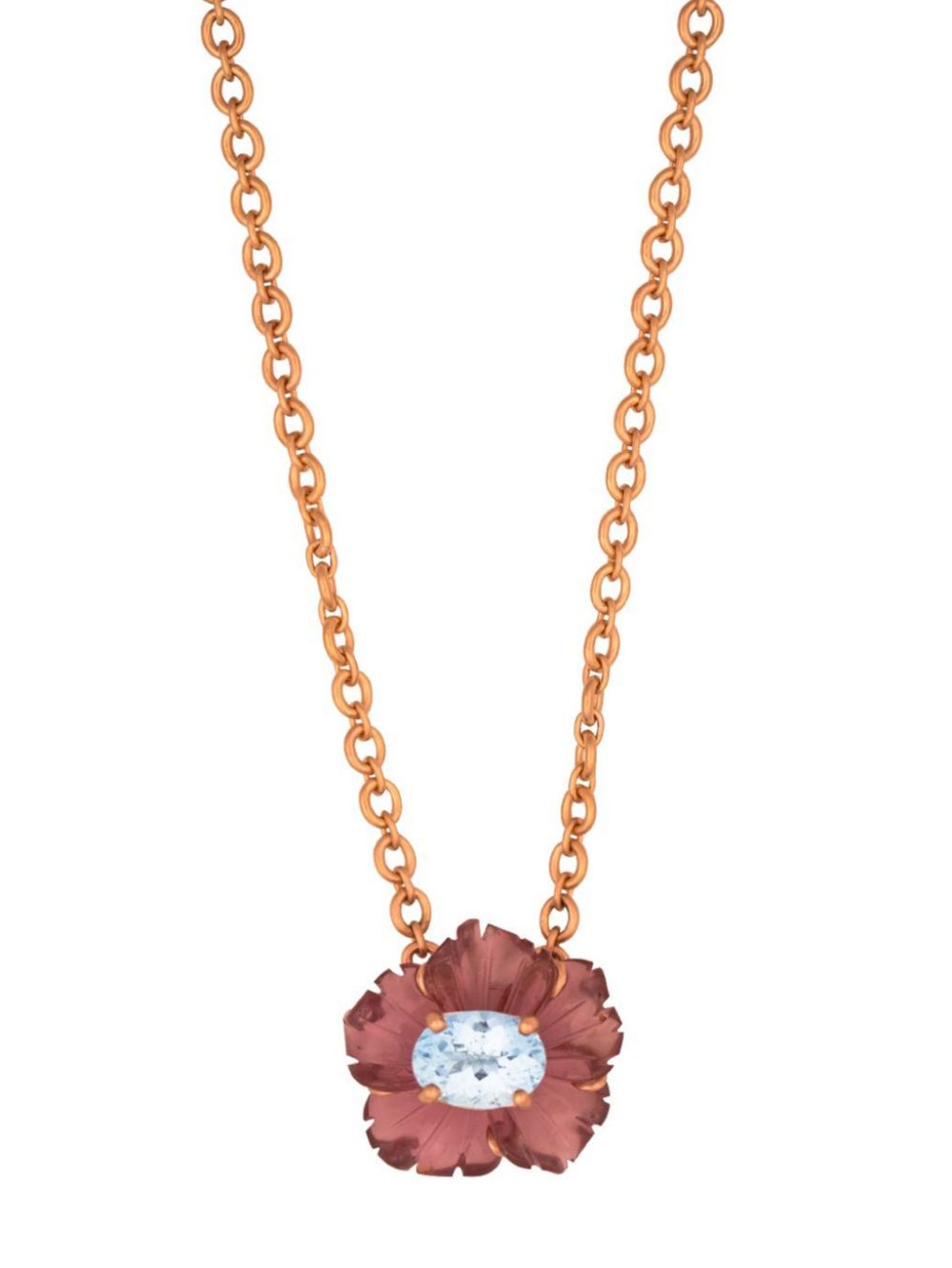 Irene Neuwirth 18kt rose gold Botanical Tropical Flower tourmaline and aquamarine necklace - Pink von Irene Neuwirth