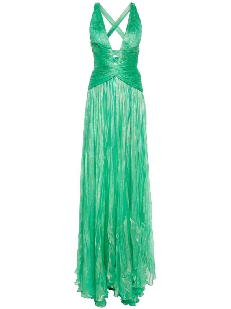 Iris Serban lamé plissé-effect gown - Green von Iris Serban