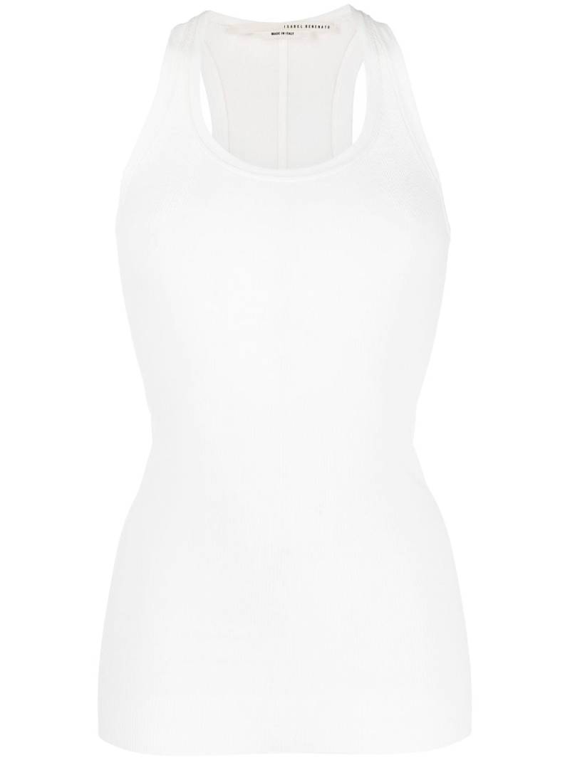 Isabel Benenato U-neck ribbed tank top - White von Isabel Benenato