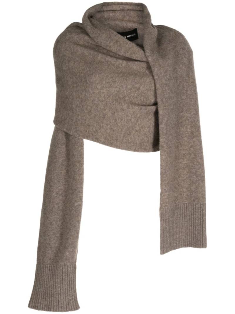 Isabel Benenato asymmetric scarf jumper - Brown von Isabel Benenato