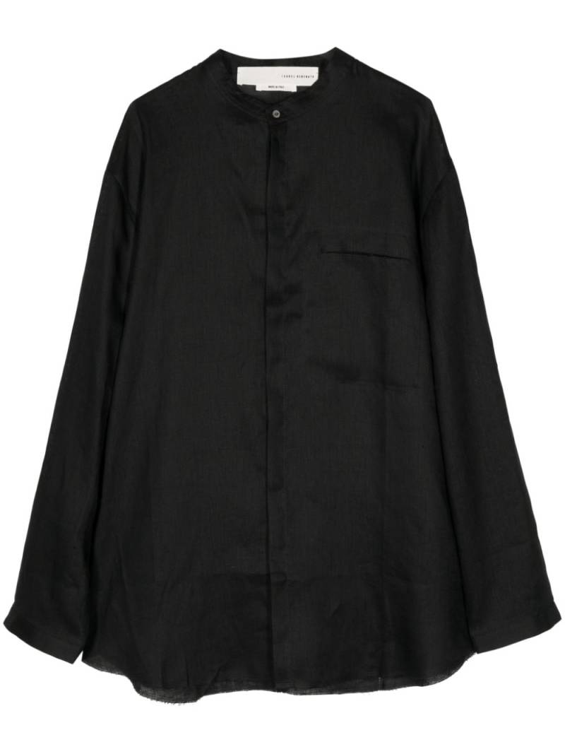 Isabel Benenato band-collar linen shirt - Black von Isabel Benenato