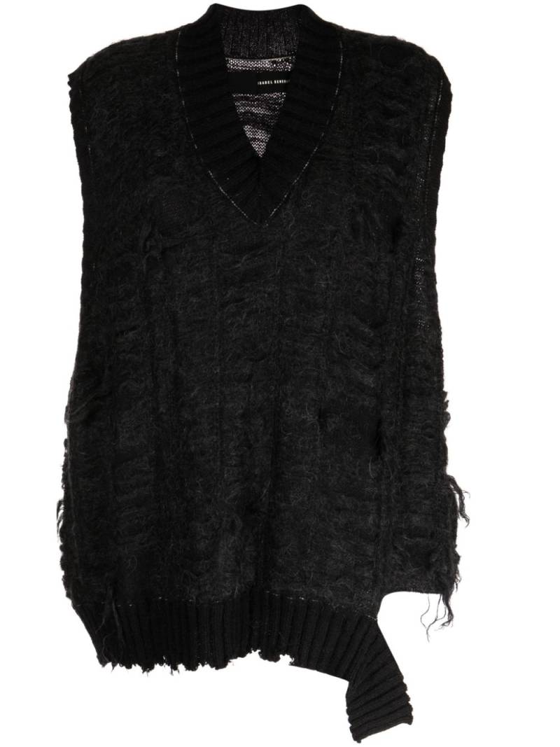 Isabel Benenato distressed V-neck vest - Black von Isabel Benenato