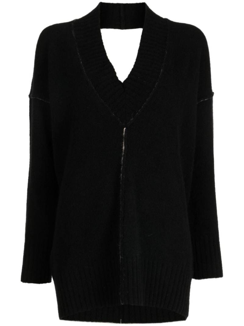 Isabel Benenato open-back V-neck jumper - Black von Isabel Benenato