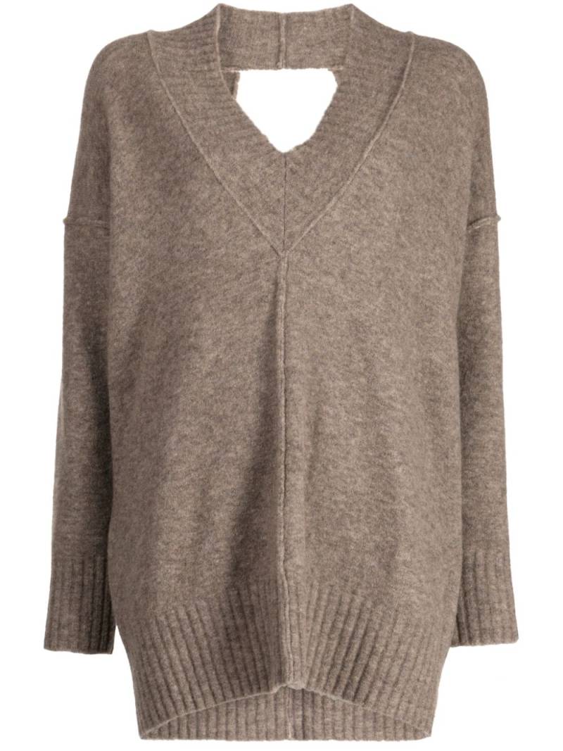 Isabel Benenato open-knit V-neck jumper - Brown von Isabel Benenato