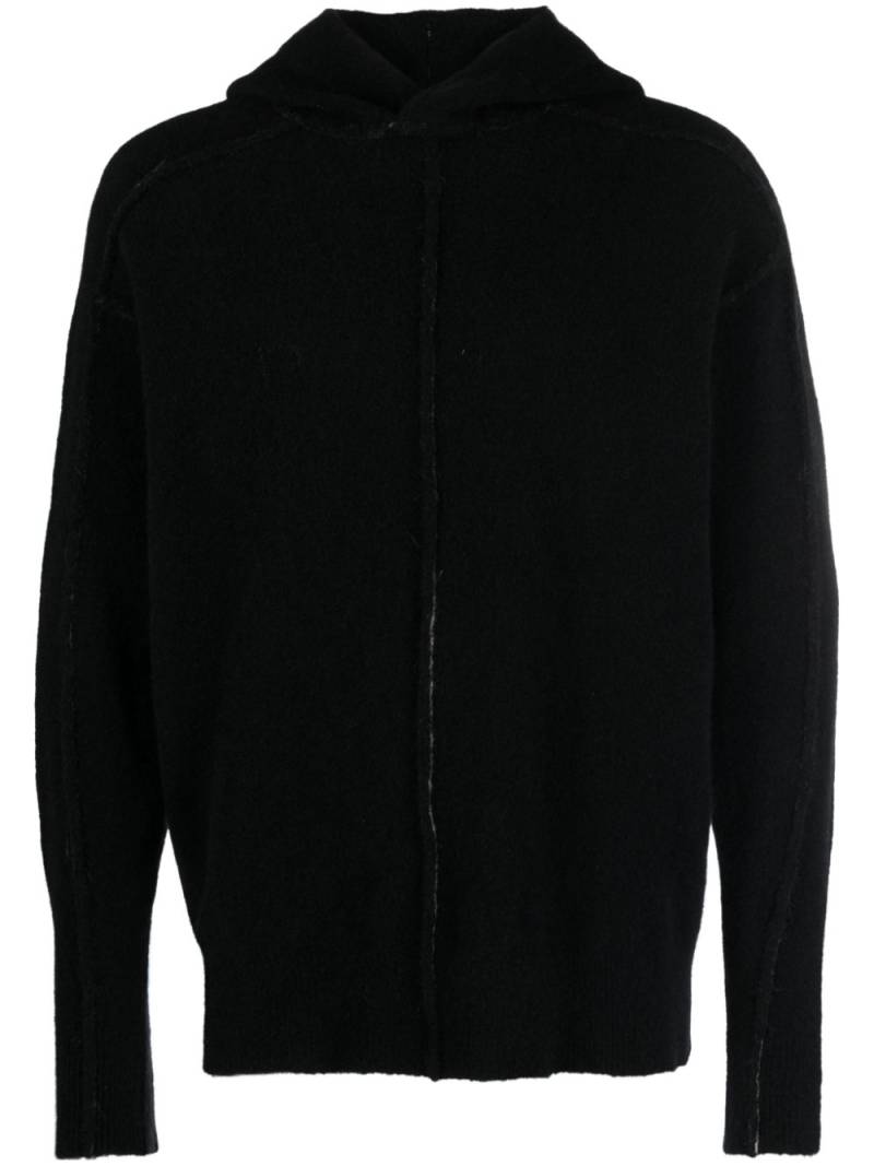 Isabel Benenato raised seam-detail brushed hoodie - Black von Isabel Benenato