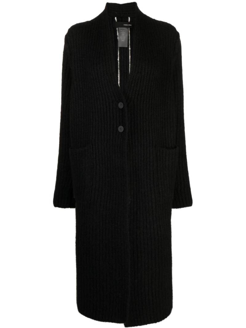 Isabel Benenato ribbed-knit single-breasted coat - Black von Isabel Benenato