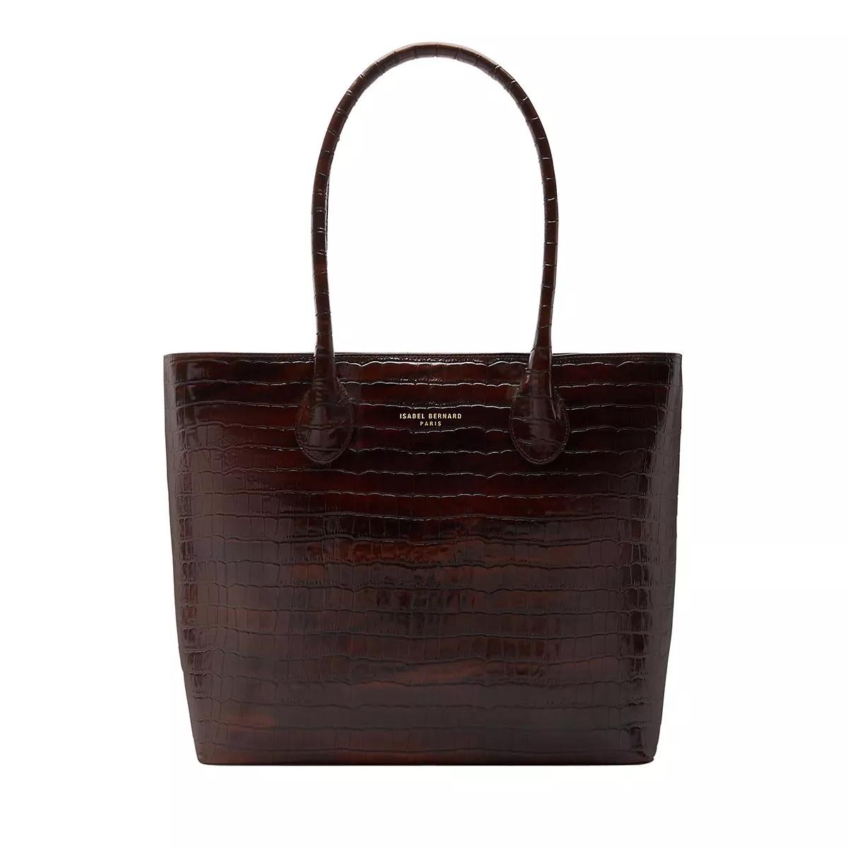 Isabel Bernard Schultertasche - Honoré Lysanne Croco Brown Calfskin Leather Should - Gr. unisize - in Braun - für Damen von Isabel Bernard