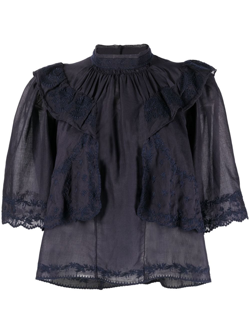 MARANT ÉTOILE floral-embroidered ruffle blouse - Blue von MARANT ÉTOILE