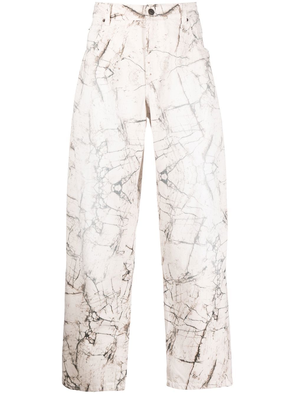 MARANT cracked-effect straight trousers - Neutrals von MARANT