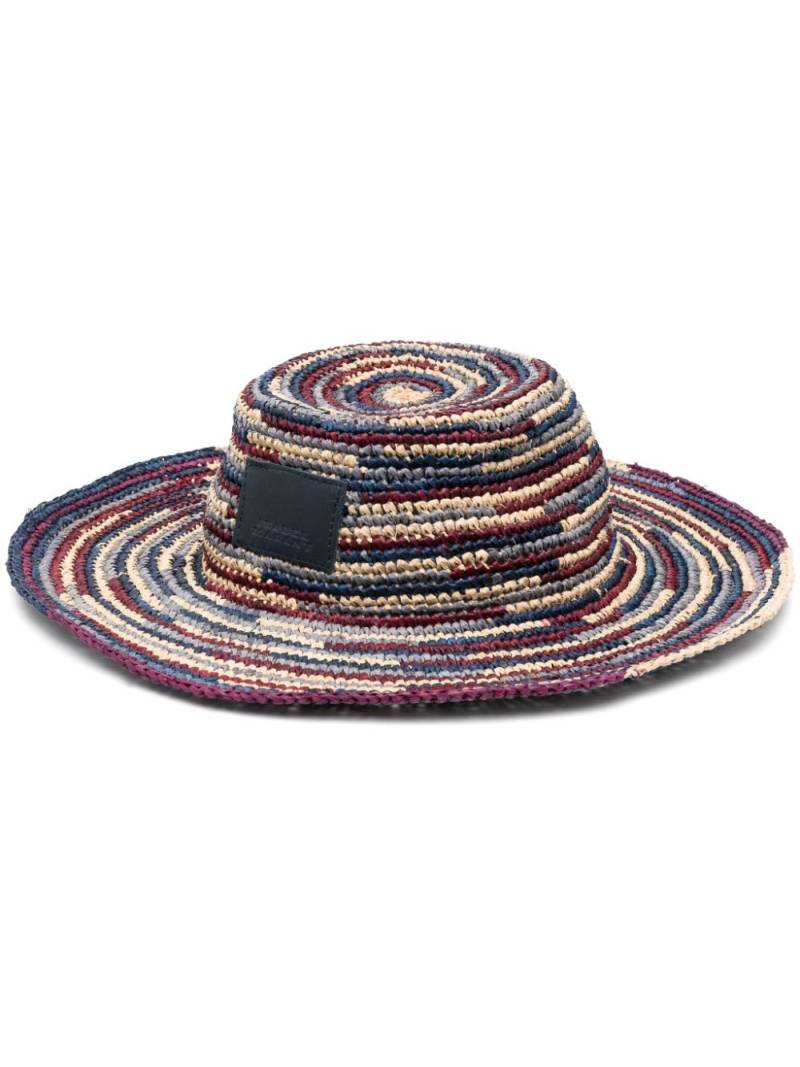 ISABEL MARANT logo-patch woven raffia sun hat - Blue von ISABEL MARANT