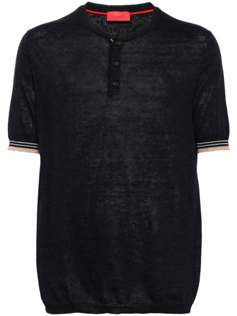 Isaia Serafino V-neck polo shirt - Blue von Isaia