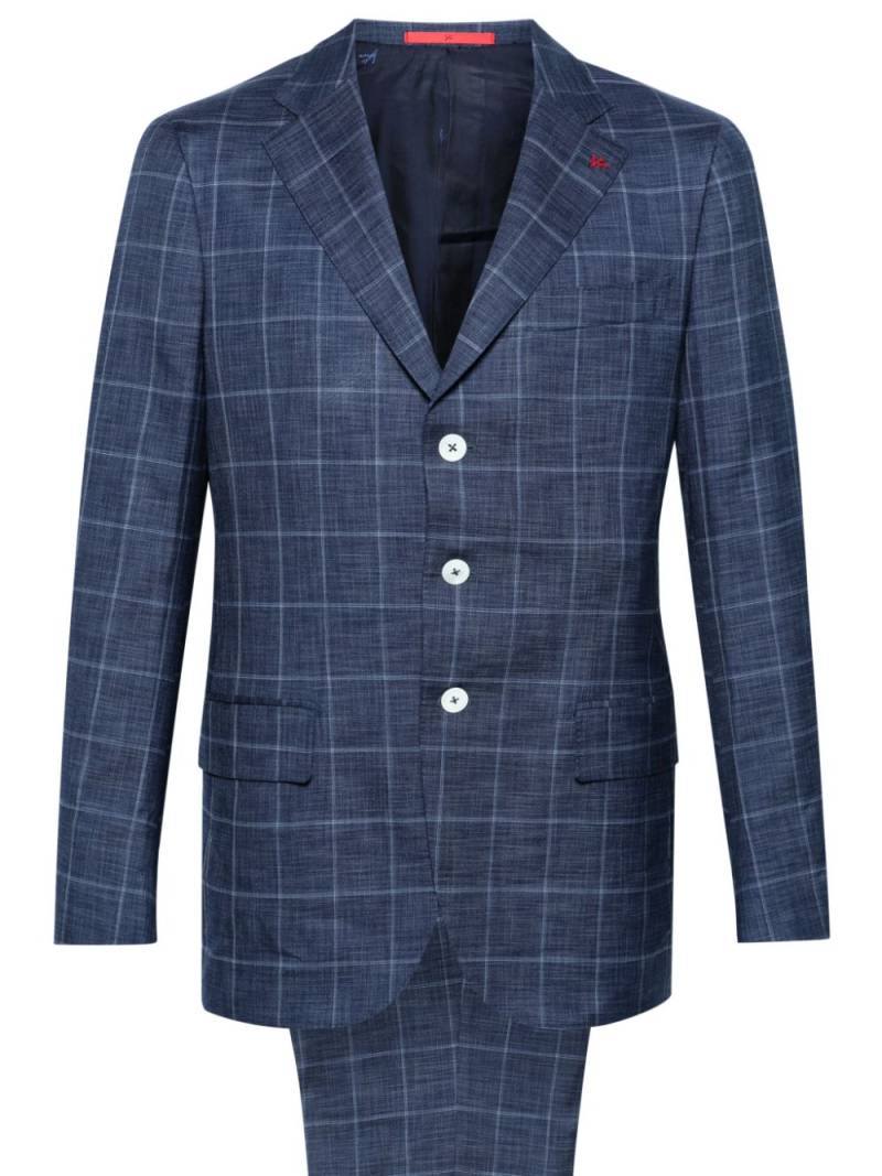 Isaia checked single-breasted suit - Blue von Isaia