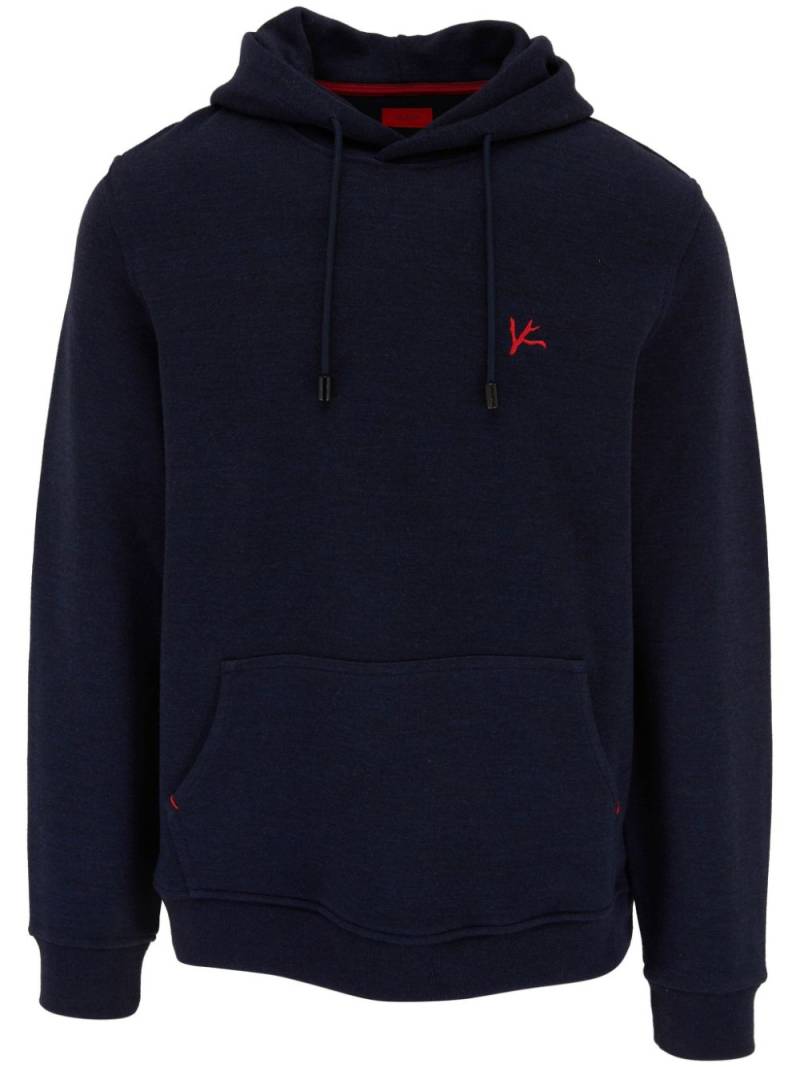 Isaia logo-embroidered drawstring hoodie - Blue von Isaia