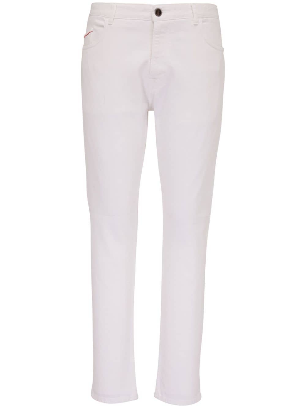 Isaia logo-embroidered mid-rise slim-fit jeans - White von Isaia