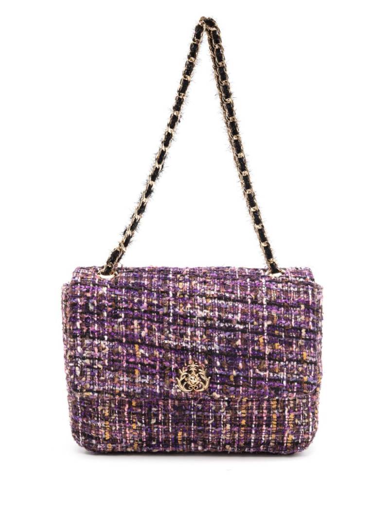 Isla logo-plaque tweed shoulder bag - Purple von Isla