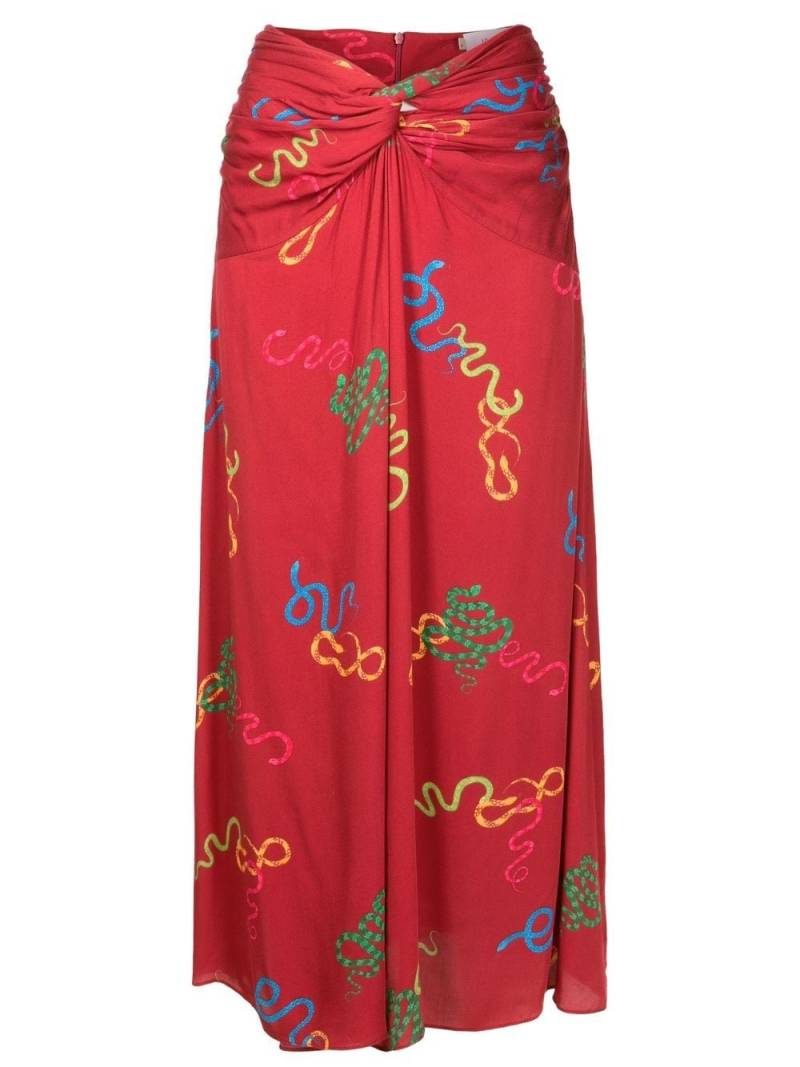 Isolda Kika motif-print twisted skirt - Red von Isolda