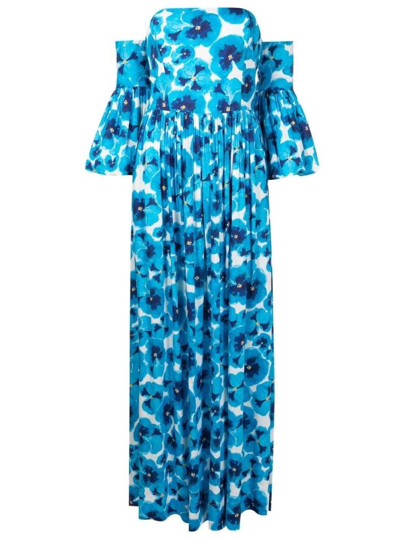 Isolda Maria floral-print off-shoulder dress - Blue von Isolda