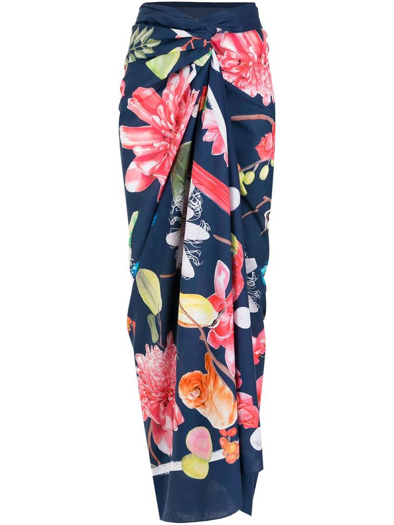 Isolda floral-print cotton sarong - Blue von Isolda