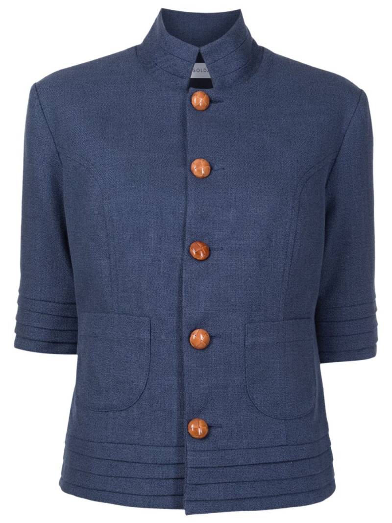 Isolda stand-up collar fitted jacket - Blue von Isolda