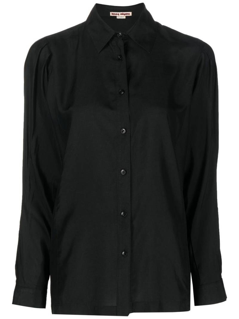 Issey Miyake Pre-Owned 1970s gathered detailing button-up shirt - Black von Issey Miyake Pre-Owned