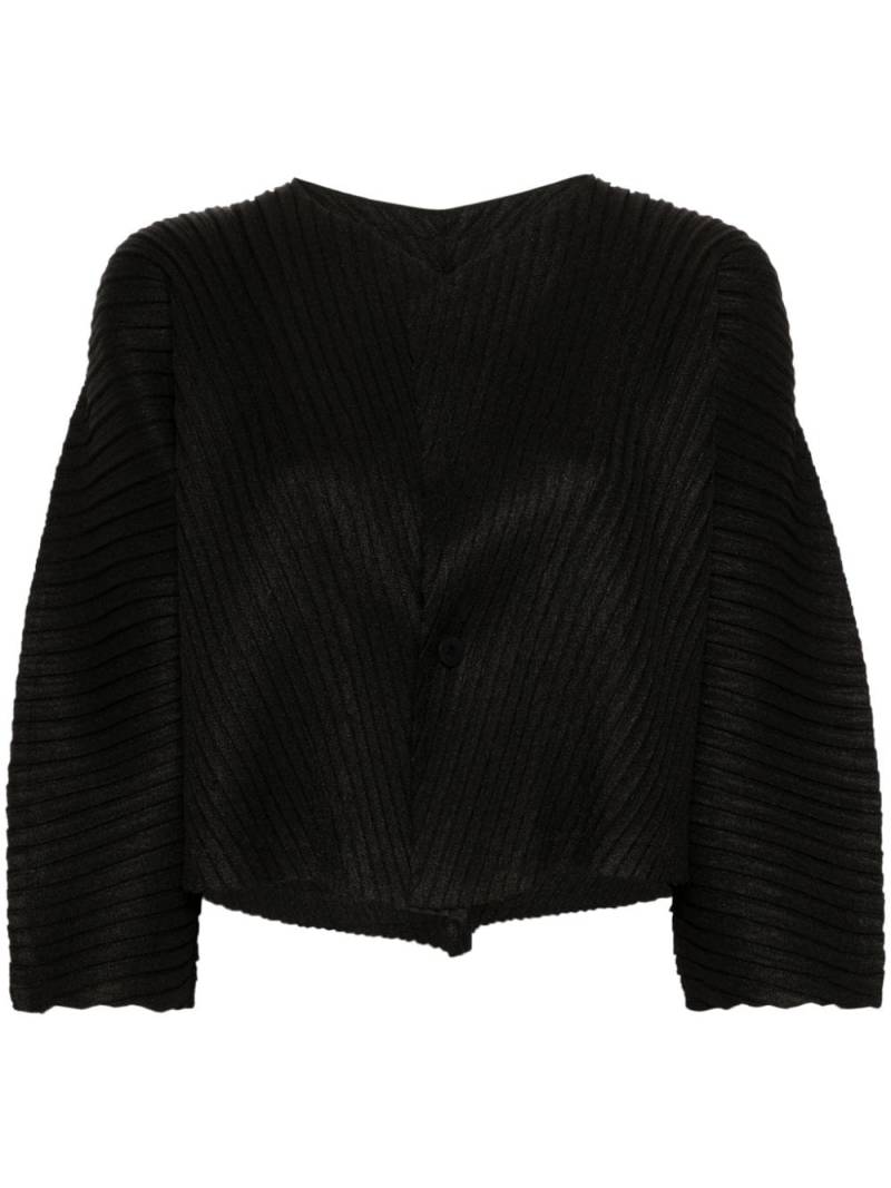 Issey Miyake Linen Like Pleats cropped jacket - Black von Issey Miyake