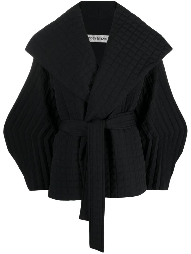 Issey Miyake Pleated Grid double-breasted coat - Black von Issey Miyake