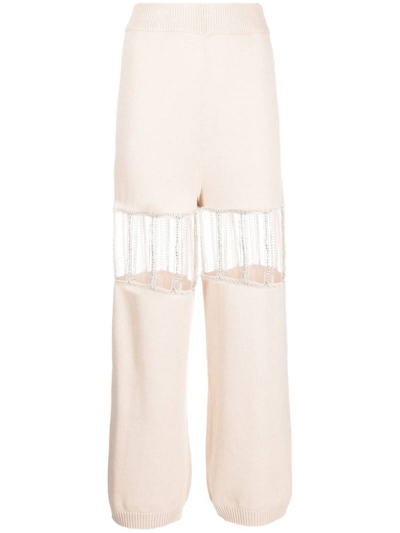 Izaak Azanei crystal-embellished straight trousers - Neutrals von Izaak Azanei