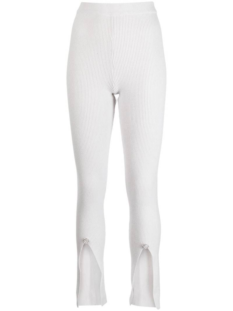 Izaak Azanei slit-detail knitted leggings - Grey von Izaak Azanei