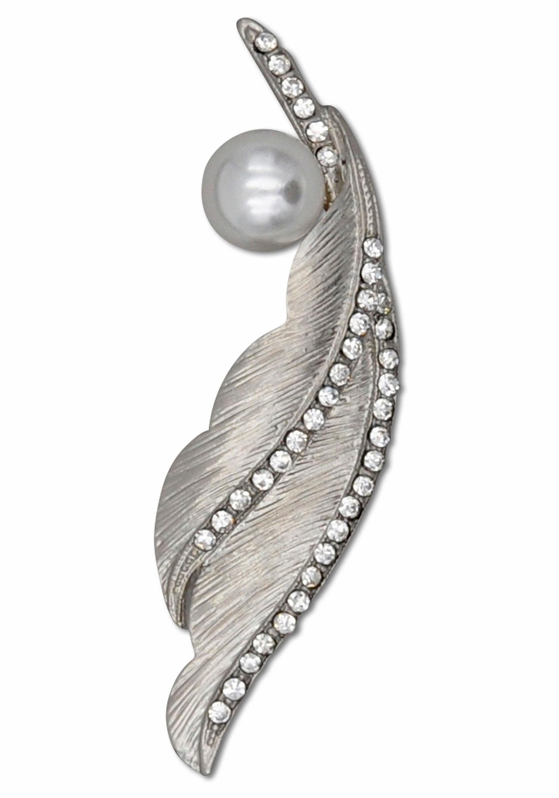 Firetti Brosche »Schmuck Geschenk Ansteckschmuck geschwungene Blattoptik mit Struktur«, mit Glassteinen - mit Kunststoffperle Firetti Brosche »Schmuck Geschenk Ansteckschmuck geschwungene Blattoptik mit Struktur«, mit Glassteinen - mit Kunststoffperle von Firetti