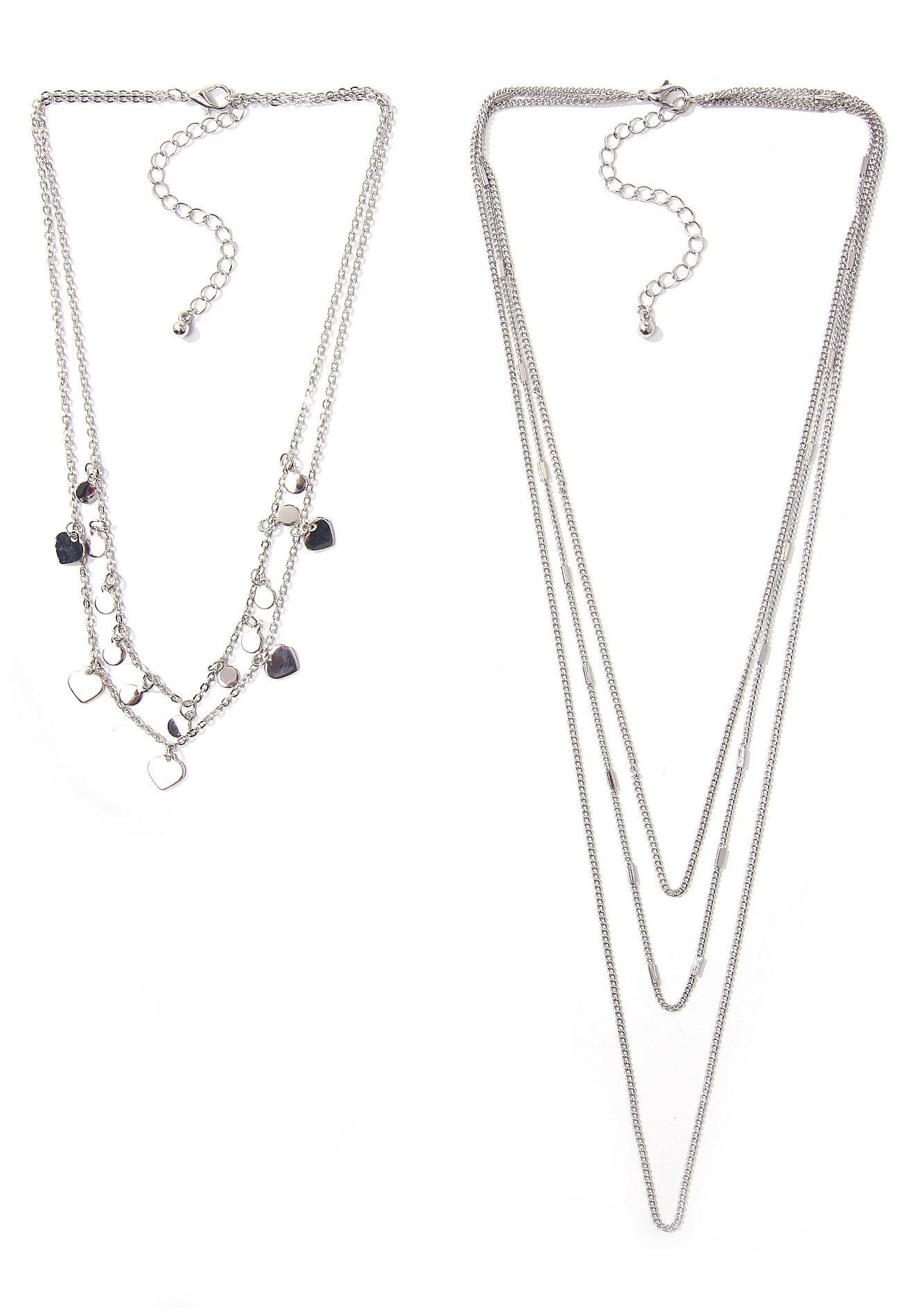 Firetti Collier-Set »teilweise mit Herzen und runden Anhängern, mehrreihig, einzeln tragbar«, (Set, 2 tlg.) von Firetti