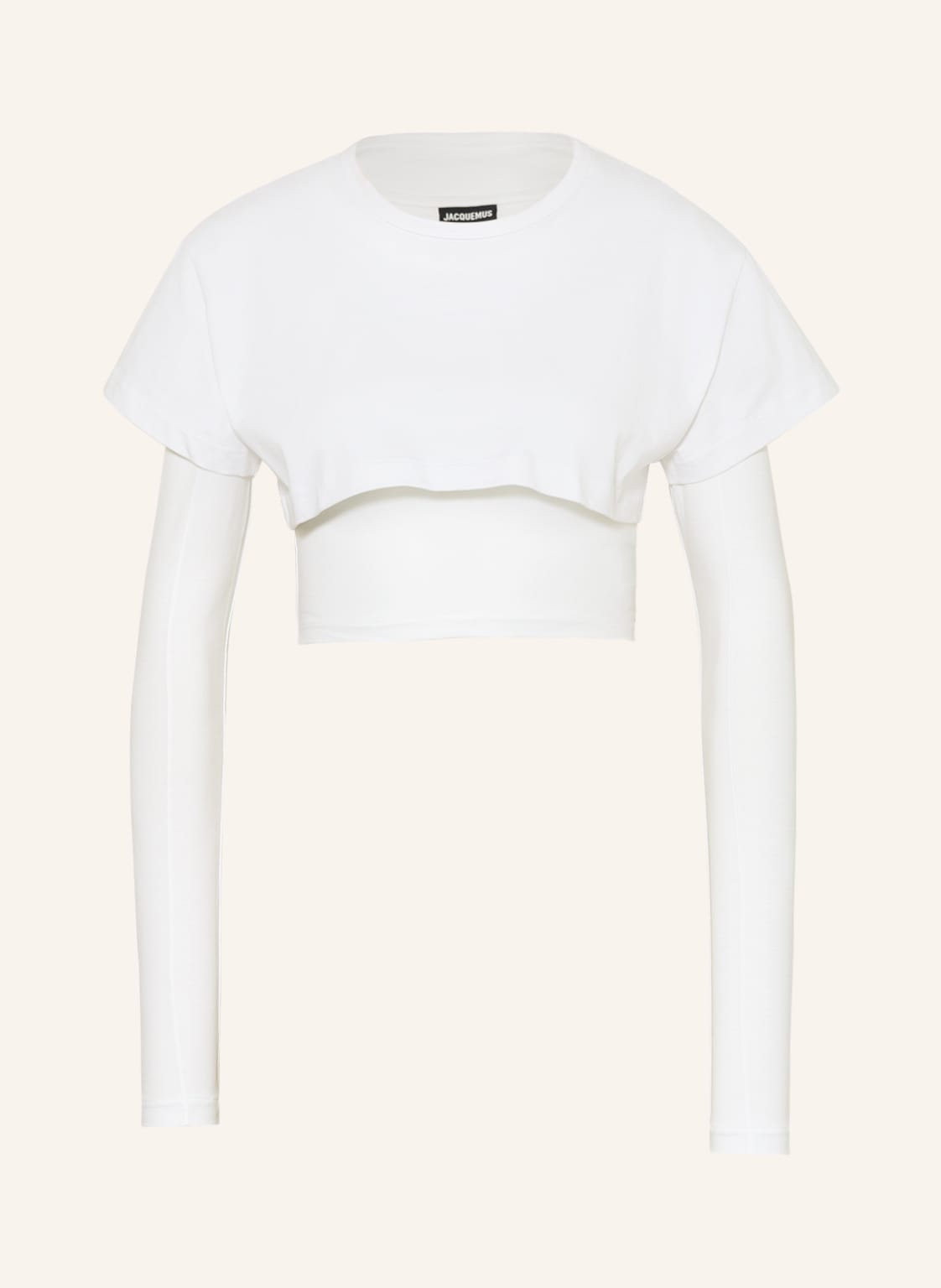 Jacquemus Cropped-Longsleeve Le Double T-Shirt weiss von JACQUEMUS