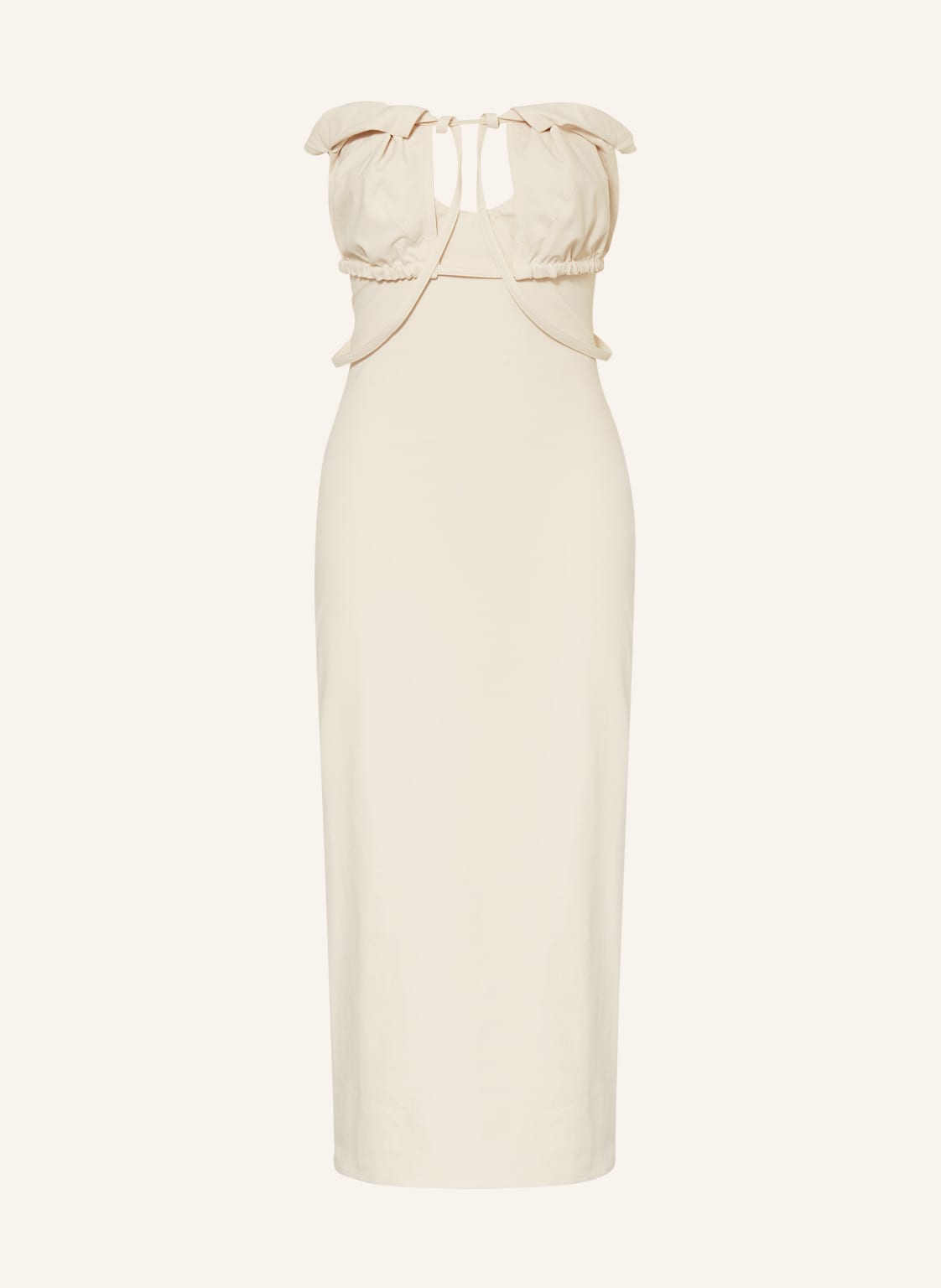 Jacquemus Off-Shoulder-Kleid La Robe Bikini In Lederoptik weiss Jacquemus Off-Shoulder-Kleid La Robe Bikini In Lederoptik weiss von JACQUEMUS