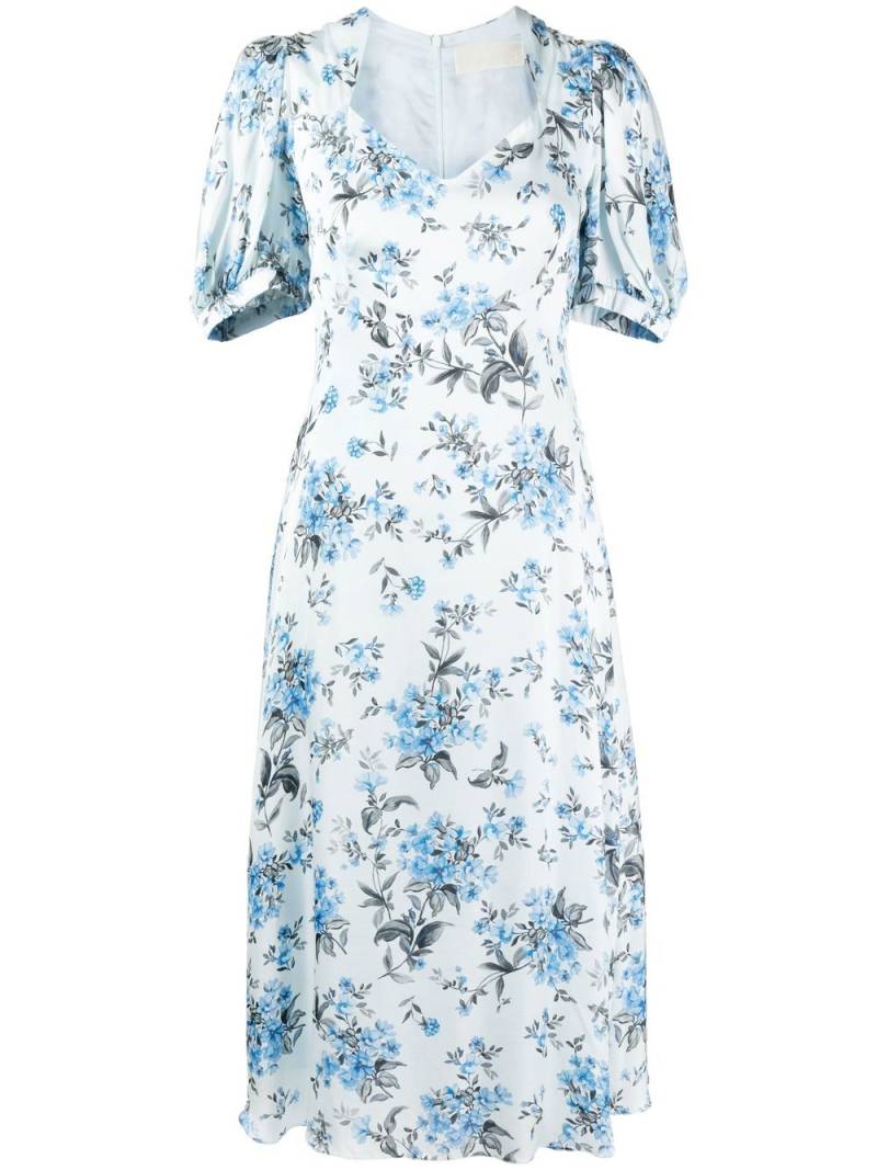 JANE Paradise scatter-flower-print midi dress - Blue von JANE